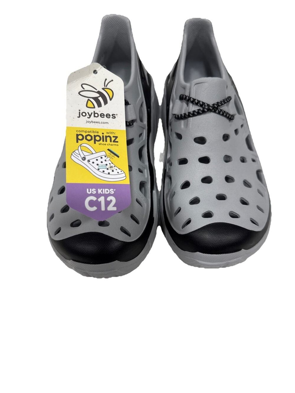 Joybees Kids Skate Sneaker Slip On EVA Water Shoe Gray Black Comfort Sz C12 NWT